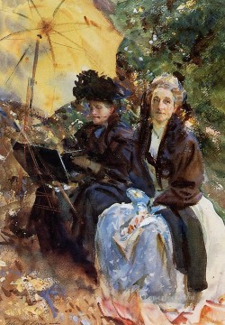  sketch Oil Painting - Miss Wedewood and Miss Sargent Sketching John Singer Sargent